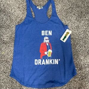 Tipsy Elves Blue Tank Top with Graphic Print